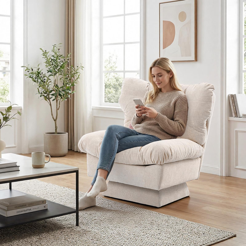 Upholstered Chenille Swivel Accent Chair