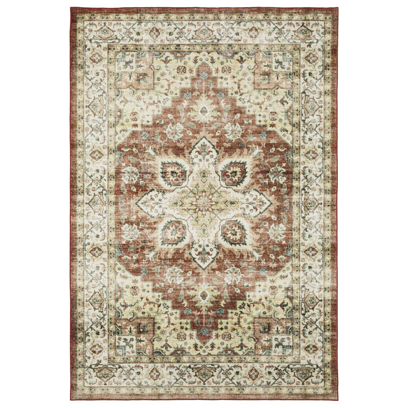 Tapis rouge / ivoire Silas, Rectangle 7 pi 6 po x 10 pi