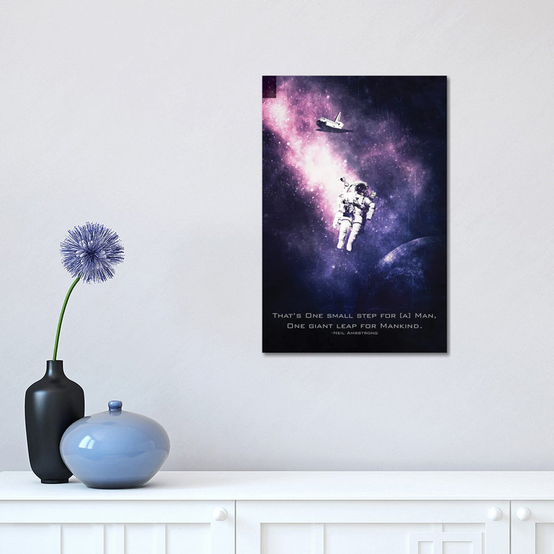 Neil Armstrong Tagline 1 Piece Wrapped Canvas Painting, 30.48 cm H x 45.72 cm W