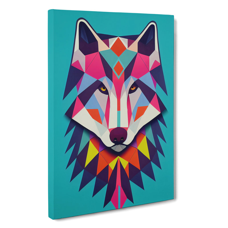 Colourful Abstract Wolf - Wrapped Canvas