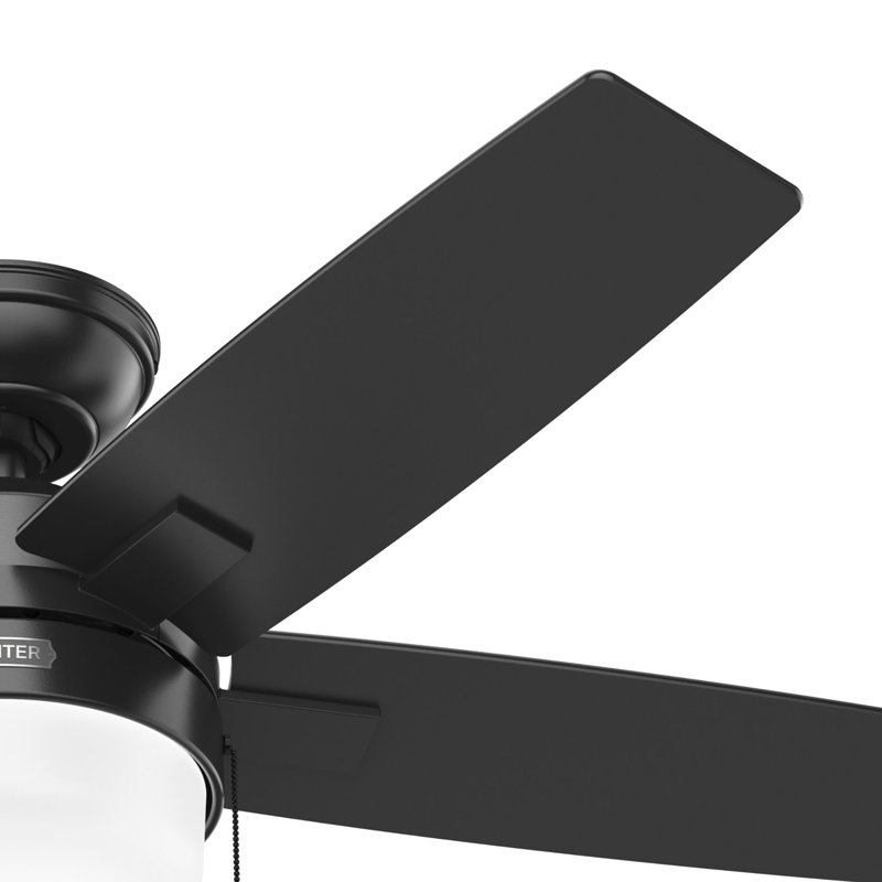 Ventilateur de plafond d'intérieur à 5 pales de 44 po avec lumières et chaînes à tirer Anisten, petite pièce, Noir