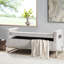 Banc doux rembourré gris avec base en bois massif et rangement rectangulaire de style - Contreplaqué l 50 po x P 20 po pour le salon de la chambre à coucher