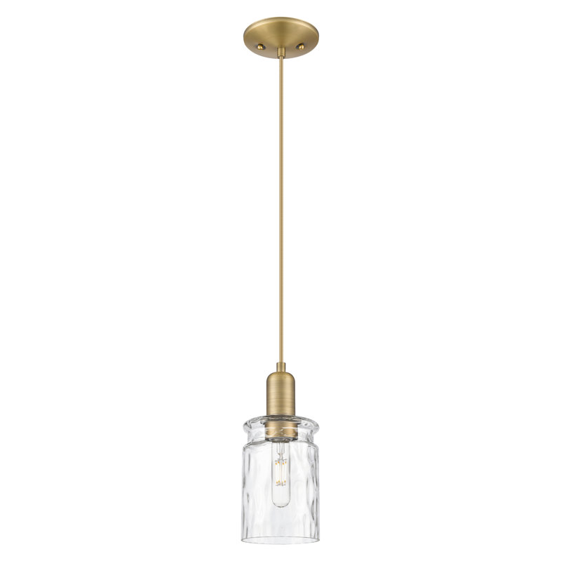 Mini-luminaire suspendu à cordon 1 lumière 5 po Arcadia - Lamine, Laiton brossé, Verre limpide