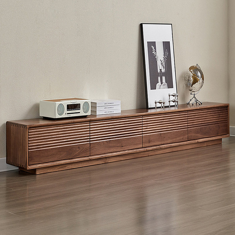 Meuble télé moderne et minimaliste multifonctionnel, H 11,81 po x L 78,74 po x l 11,81 po, Marron foncé