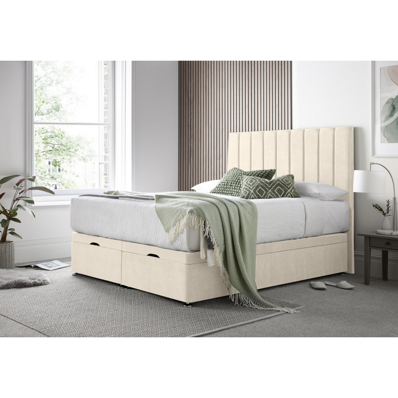 Sara Naple Divan Ottoman with Floor Standing Headboard, Cream, Single (3')