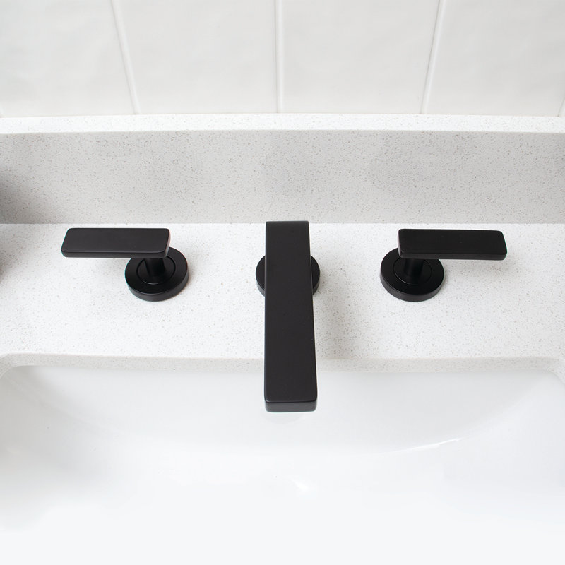 Vector Modern Matte Black Widespread Bathroom Faucet with Drain