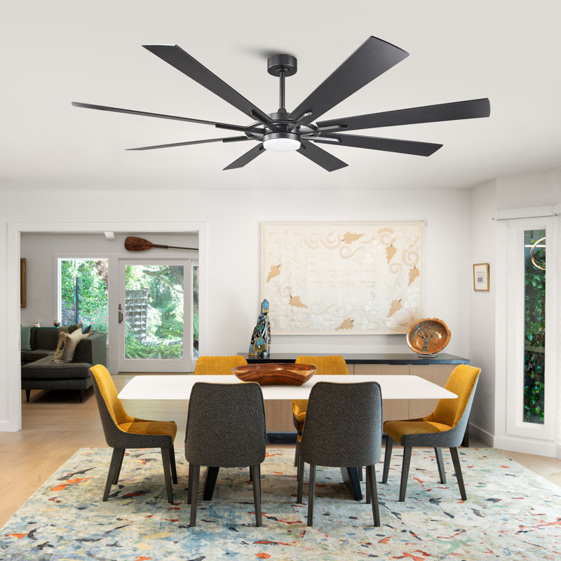 72" Modern Smart 3CCT LED Windmill Large Ceiling Fan with APP and Remote Control, Double-Sided Blades, Dimmable, Reversible 6 Speeds Motor, 5"/10"/24" Downrods