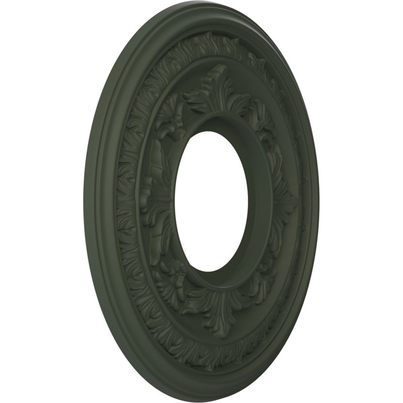 Médaillon de plafond en PVC thermoformé Baltimore, H 10 po x l 10 po x P 0,75 po, Vert club de chasse satiné UltraCover