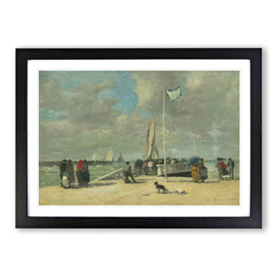 On the Jetty by Eugene Boudin - Framed Print