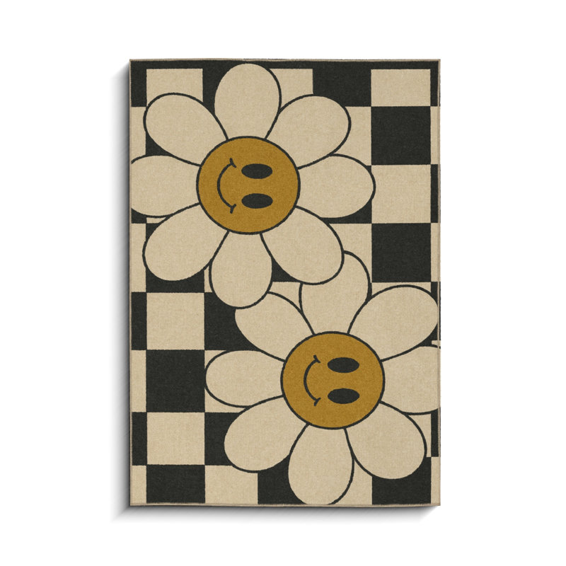 Tapis beige tissé à carreaux Mosso, 3'11" x 5'11"