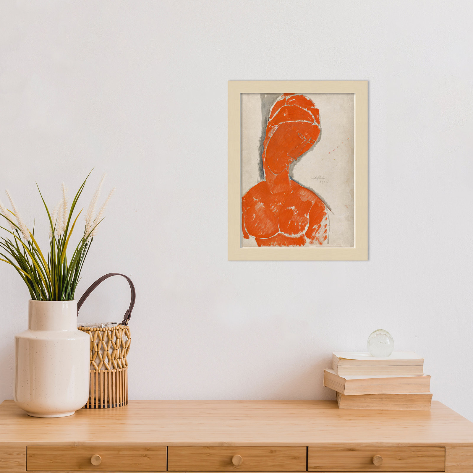 Rune "Female Bust in Red" Print, Brown, 13" H x 10" W