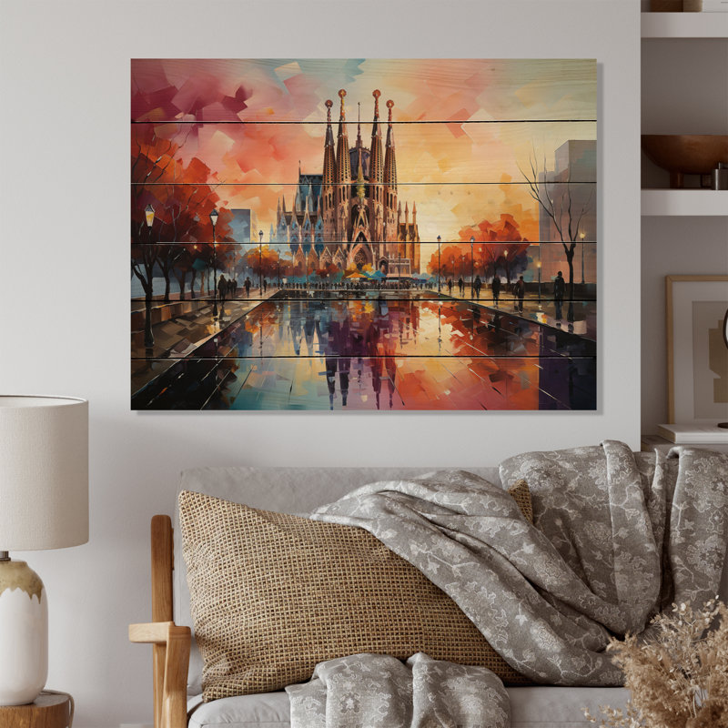 Kathlyne, Espagne, Sagrada Familia à Barcelone, impression sur bois, H 10 po x l 20 po x P 0,78 po