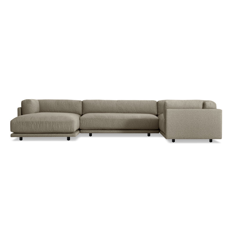 Sunday Chaise Sectional, Sanford Black Crossweave, Right Hand Facing