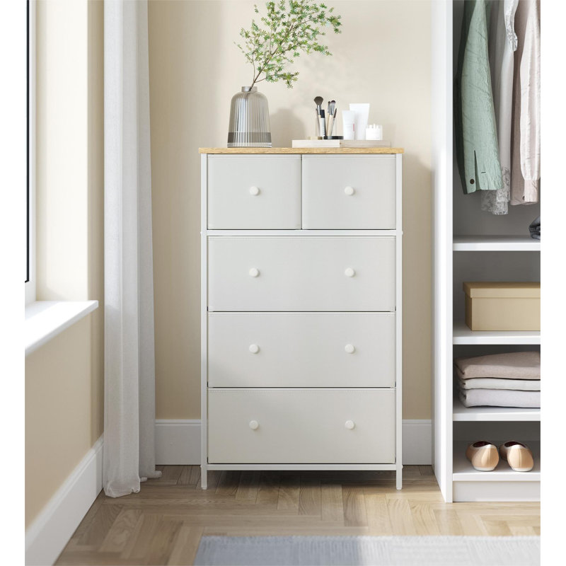 Adeoye 5 - Drawer Chest of Drawers, White Oak
