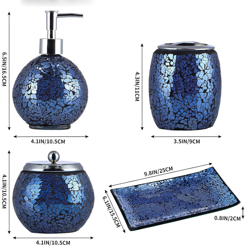 Mosaic Glass Bathroom Accessory Set