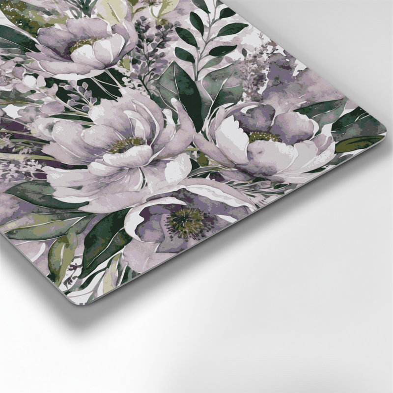 Aquarelle florale 17, art mural en métal beige, H 32 po x l 32 po
