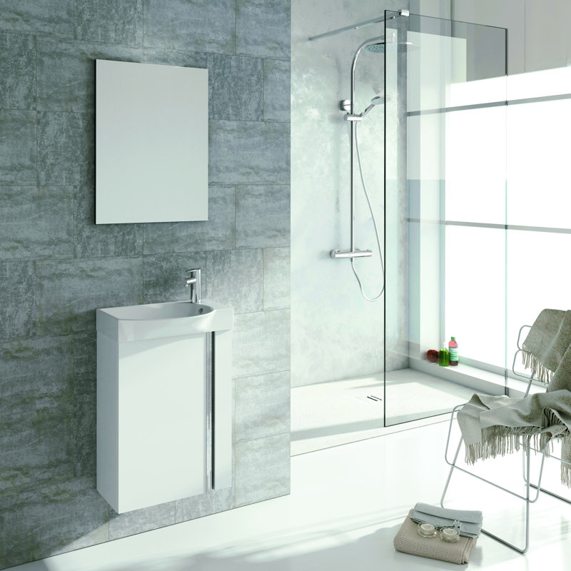 Ensemble de meuble-lavabo simple mural 18 "avec miroir Margolis, Blanc