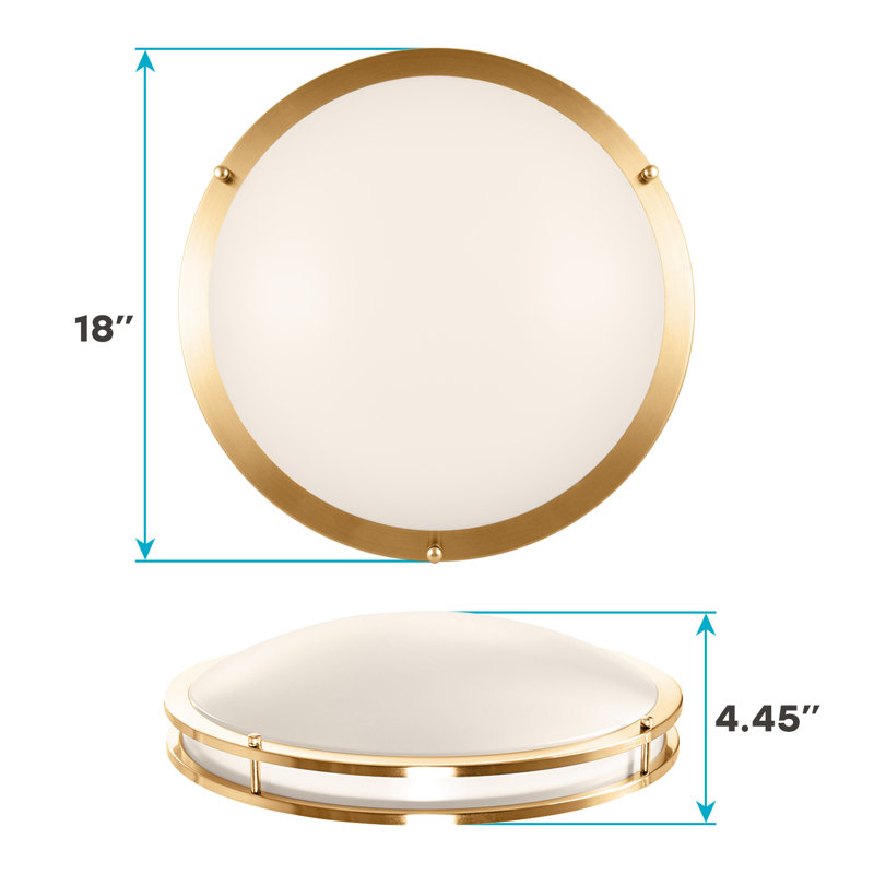 Eryx Acrylic LED Flush Mount Ceiling Light, 18" H x 18" W x 4.45" D, Gold