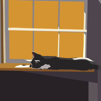 " Cat On A Window Sill II " by Emily Kalina