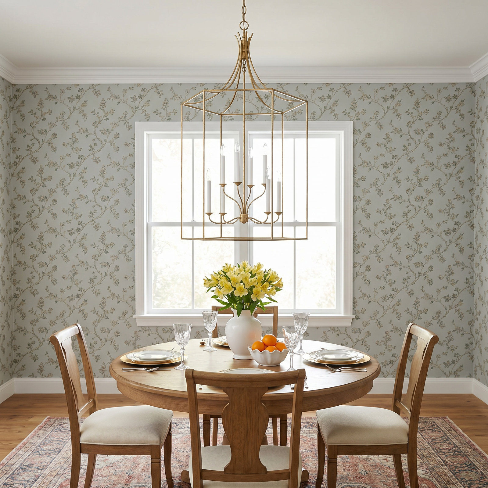 8 - Light Dimmable Lantern Chandelier, Antique Gild