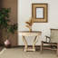 Table d'appoint ronde, style, petites dimensions, pieds incurvés, aspect bois naturel, 2 tiroirs de rangement, finition de style placage de sapin, plateau de table