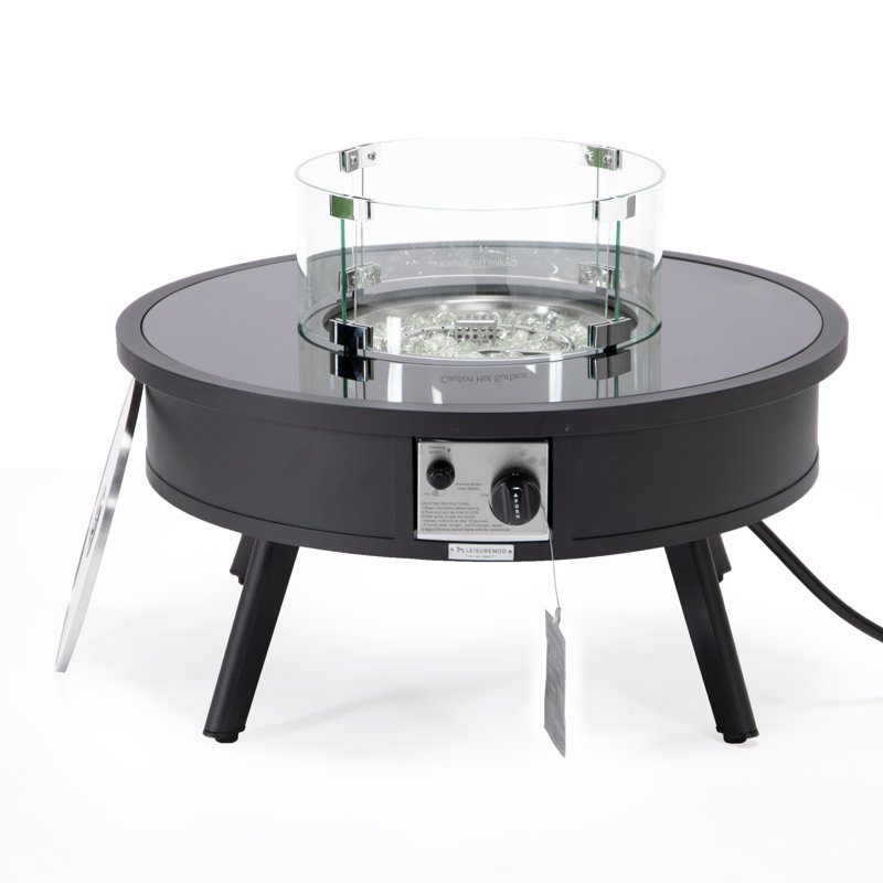 Table de foyer d'extérieur au propane avec couvercle H 20 po x l 29 po Kliyah, Noir