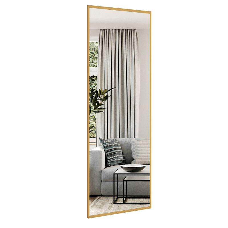 Talma Wood Flat Mirror, 51" H x 16" W, Gold