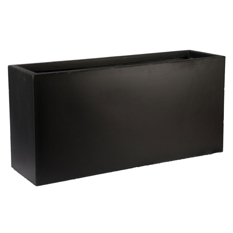 Frostproof, Concrete Effect Garden Planter Pot with Drainage Holes, 30cm H x 65cm W x 19cm D, Black