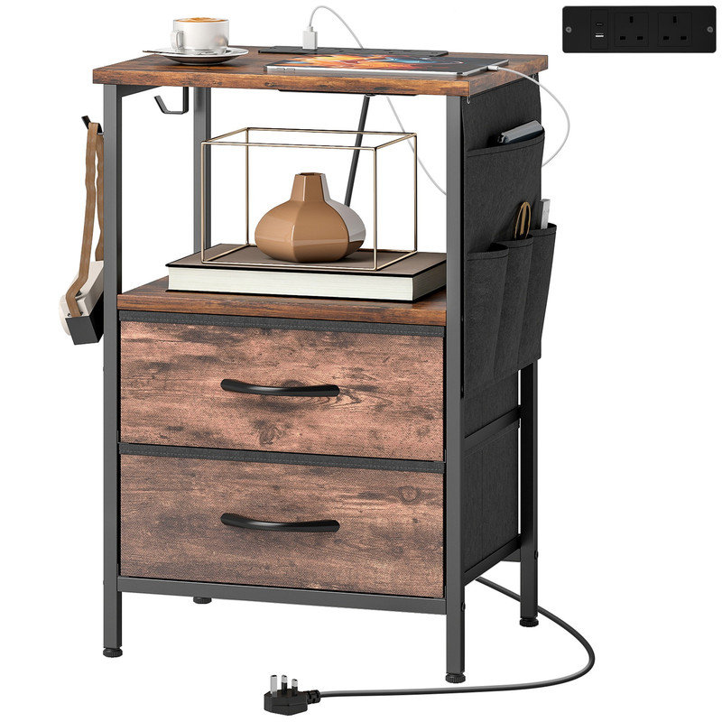 40cm W Steel Bedside Table