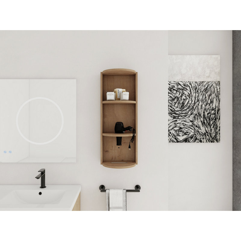 Support de rangement mural de 12 po pour salle de bain 12 po, Imitation chêne