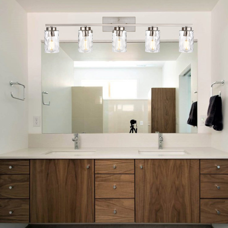 Eddystone Dimmable Vanity Light, 5, Nickel, 9.6" H x 40" W x 6.97" D