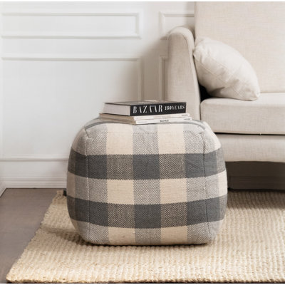 Pouf carré à carreaux de 20 po de large Guinda