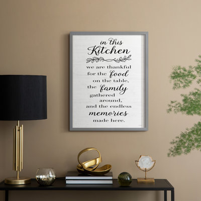 In This Kitchen Framed Print - Solid Wood