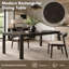 Table de salle à manger rectangulaire TREXM avec dessus de style parquet, coins arrondis, pieds incurvés et pieds ajustables (Espresso)-1503382412