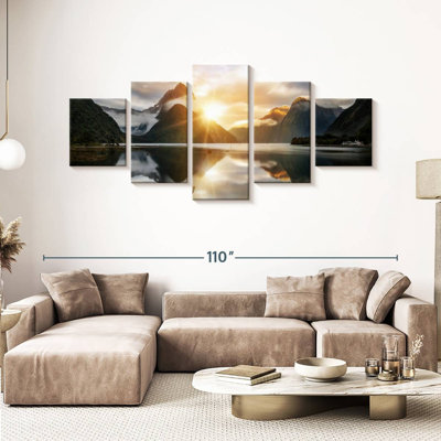 Milford Sound Mountain Sunrise - Ensemble de 5 toiles tendues