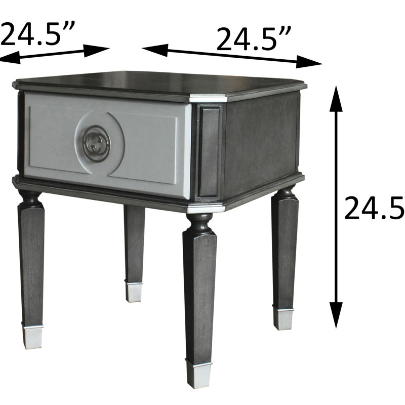 Table de bout gris anthracite et gris avec tiroir de rangement