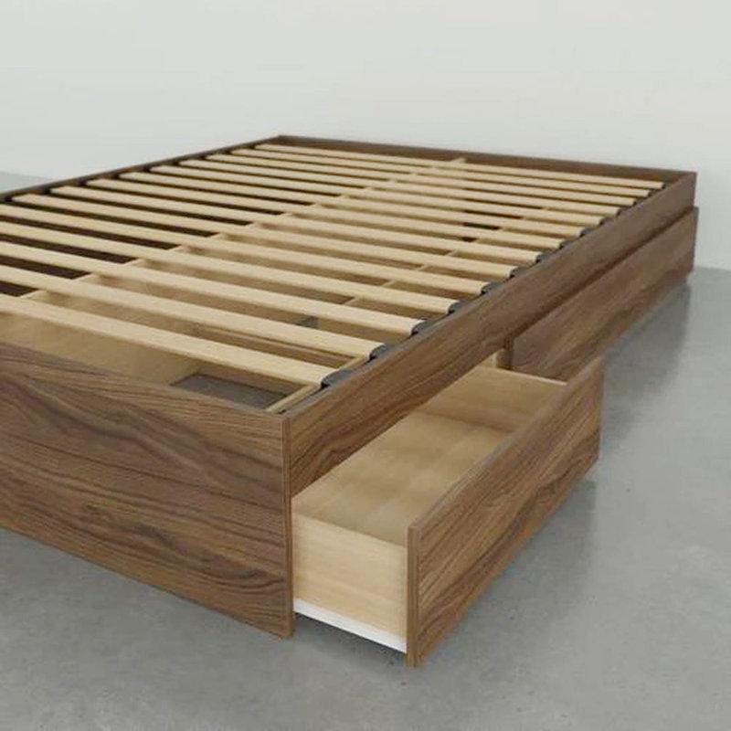 Lit en bois avec rangement (noir), Complète, Noir