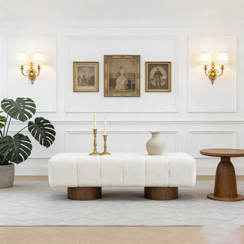 Upholstered Dining Bench for Dining Room, White