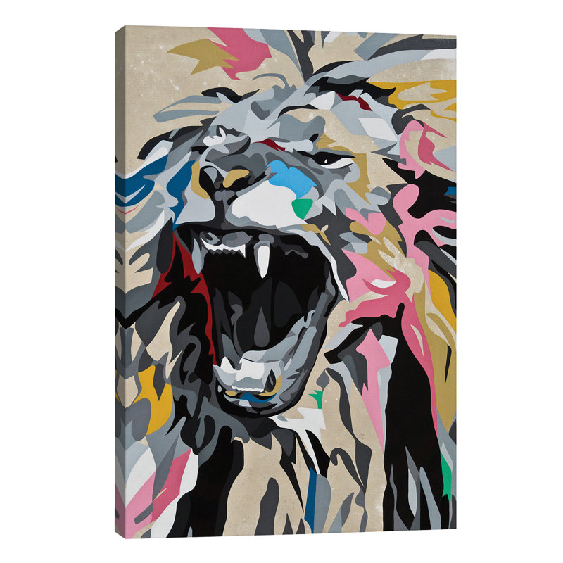 Roaring Lion by DAAS - Painting on Canvas, No Frame, 152.5 cm H x 101.5 cm W x 3.175 cm D