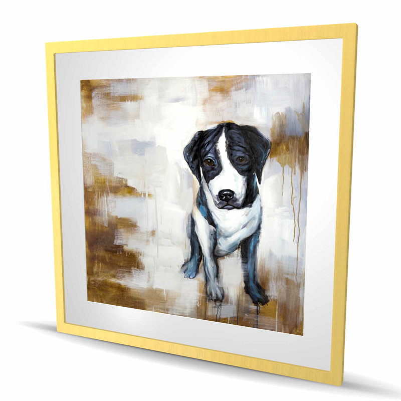 «Sitting Dog - Livingroom Animals», reproduction encadrée, H 36 po x l 36 po, Doré