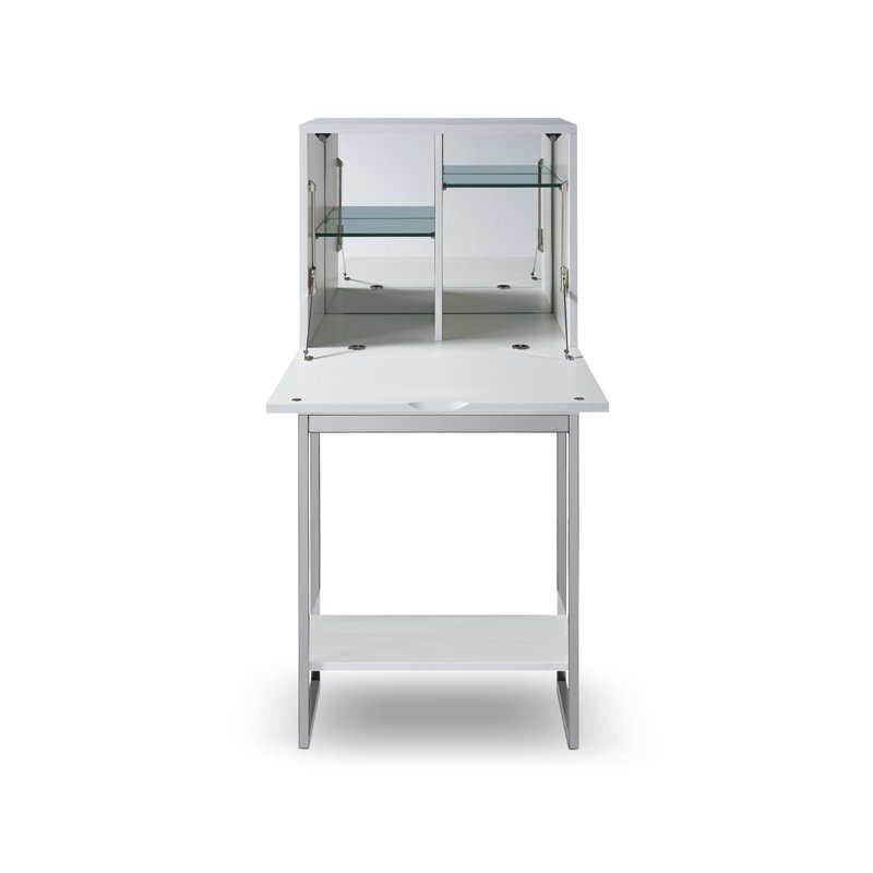 Lakhwinder 59.8cm Home Bar, White/Dark Chrome