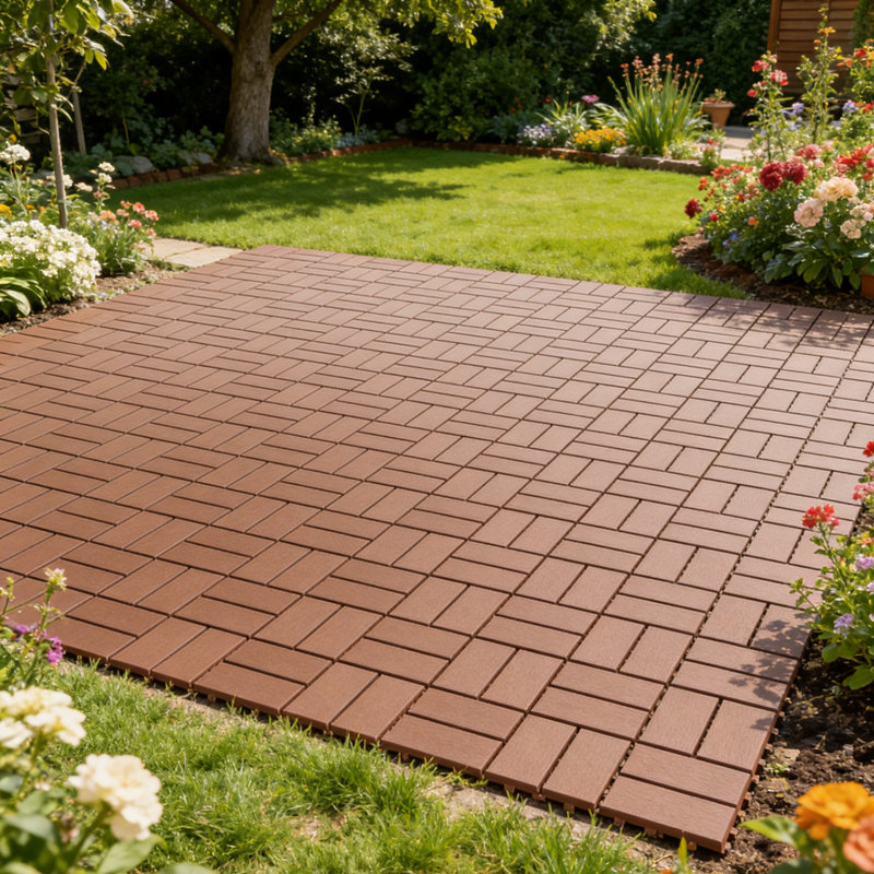 44 pièces de tuiles de terrasse emboîtables 12,1 po x 12,1 po, facile à installer, résistantes aux intempéries et nécessitant peu d'entretien pour le porche, la piscine, le balcon, la cour et l'intérieur