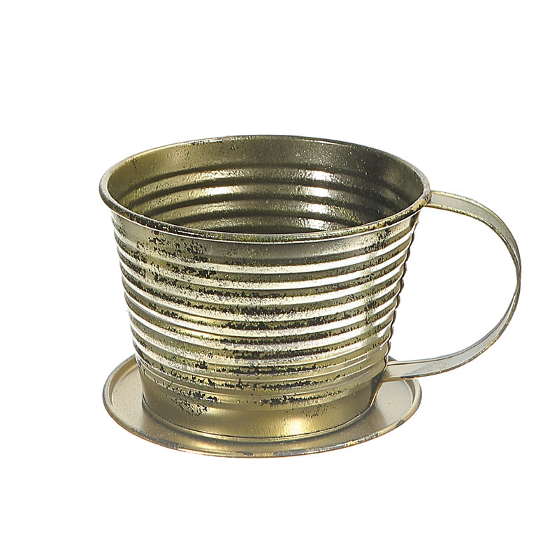 Pot à thé en métal Teacup, H 3,55 po x l 4,75 po x P 4,75 po