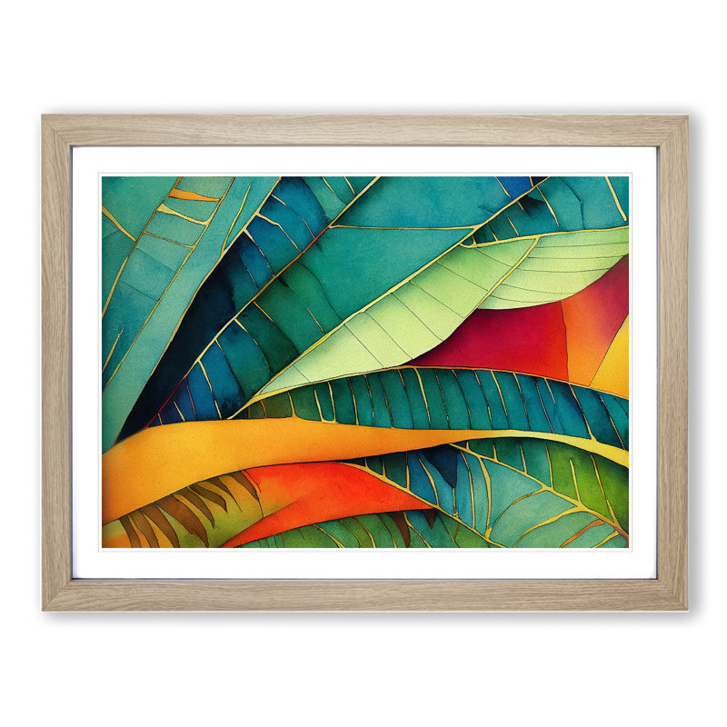 Jungle Flowers Vol.2 - Single Picture Frame Painting, Oak, 25cm H x 34cm W x 2cm D