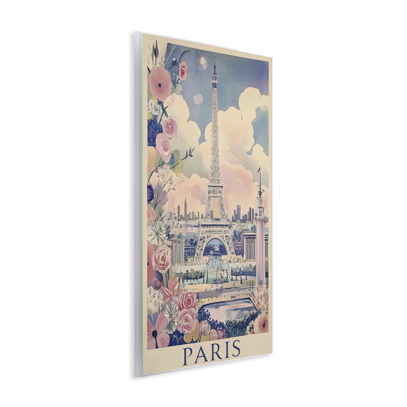 Plaque murale rétro printemps à Paris, design par Annabelle Hall, H 19 po x l 13 po