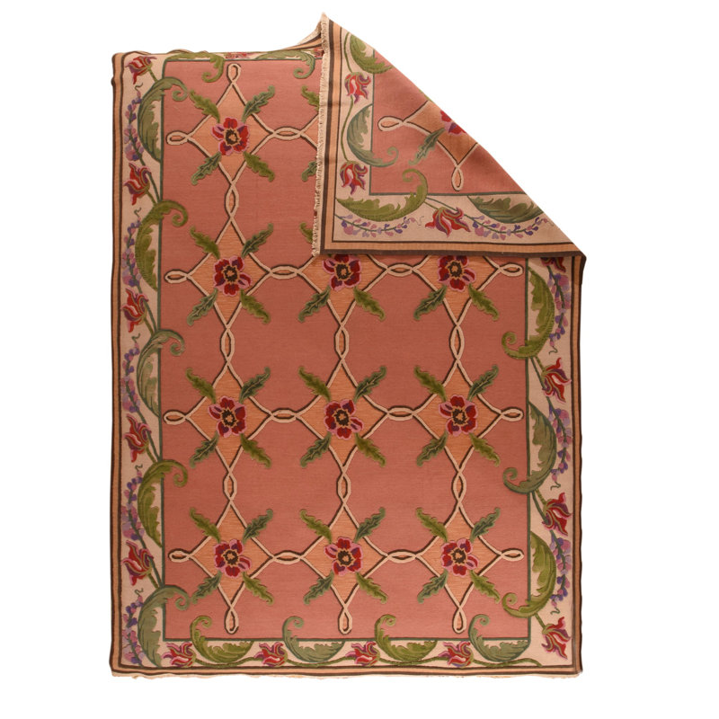 Wool Floral Area Rug in Red