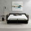 Canapé-lit à accoudoirs larges en cuir véritable à grain large de 85 po avec matelas en mousse à mémoire de forme Cappella-1071349467