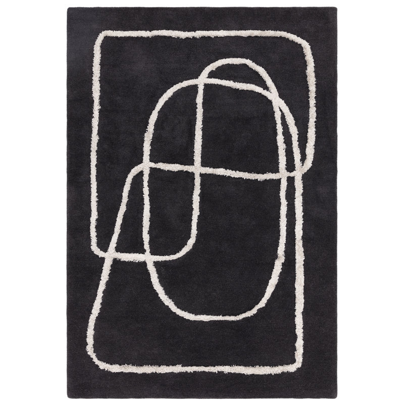 Burnest Handmade Wool Charcoal Rug, Rectangle 120 x 170cm