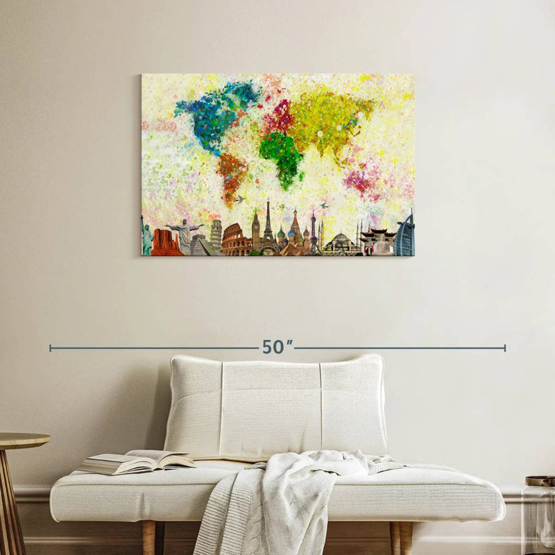 Aliaz Paint Splash World Map, 24" H x 36" W