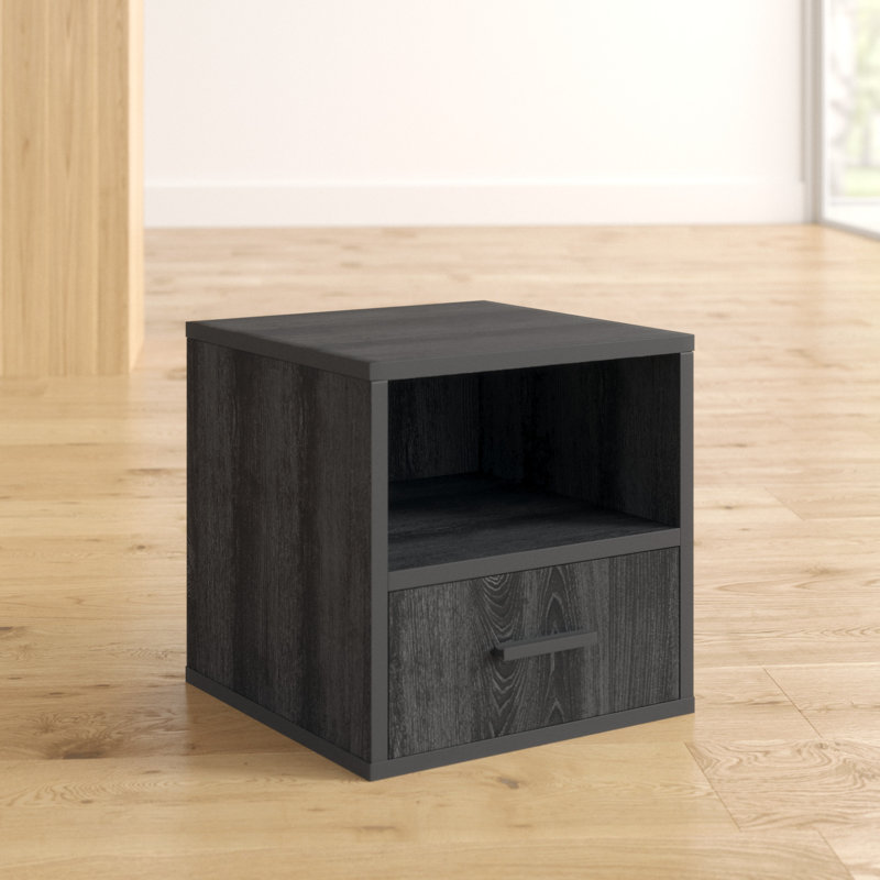 Irieana End Table - Stackable, Contemporary, and Minimalist Modular Cube Accent Table with Drawer - For Bedroom, Living Room, or Office